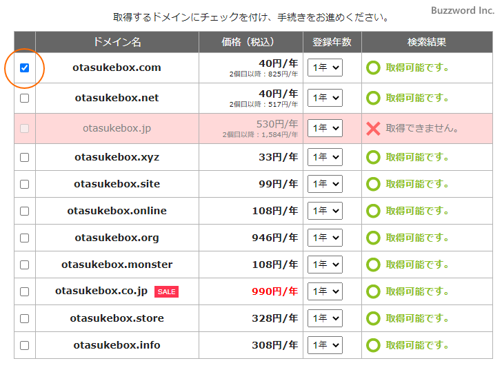 新しいドメインを取得する(6)