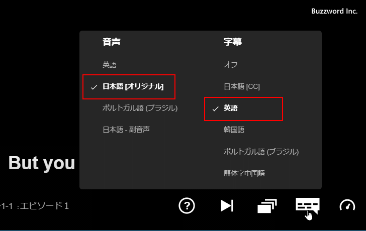 音声の言語および字幕の言語を選択する(2)