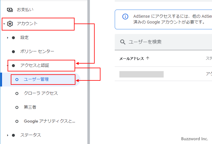 AdSenseに新しいユーザーを追加する(2)