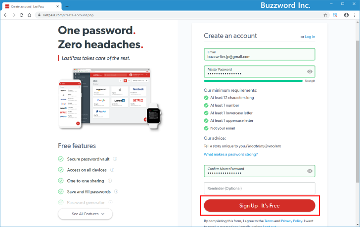 LastPassのアカウントを作成する(5)
