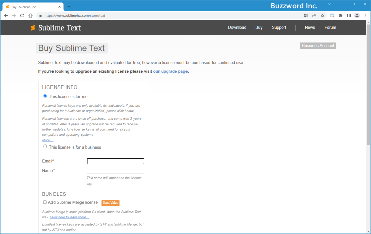 Sublime Textのライセンス購入の手順(2)