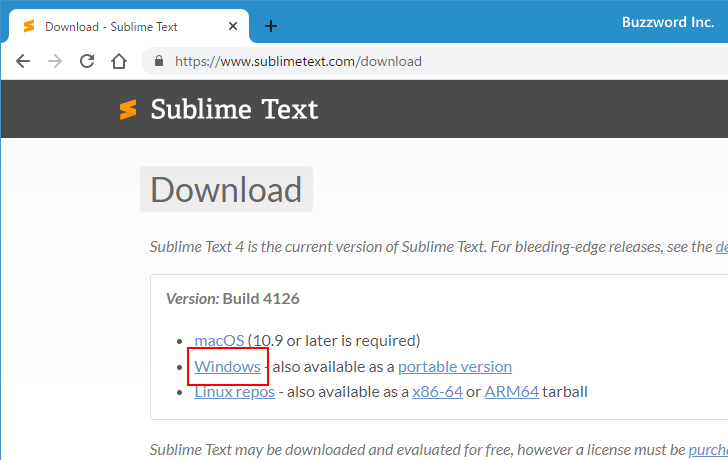 Sublime Text 4のダウンロードとインストール(4)